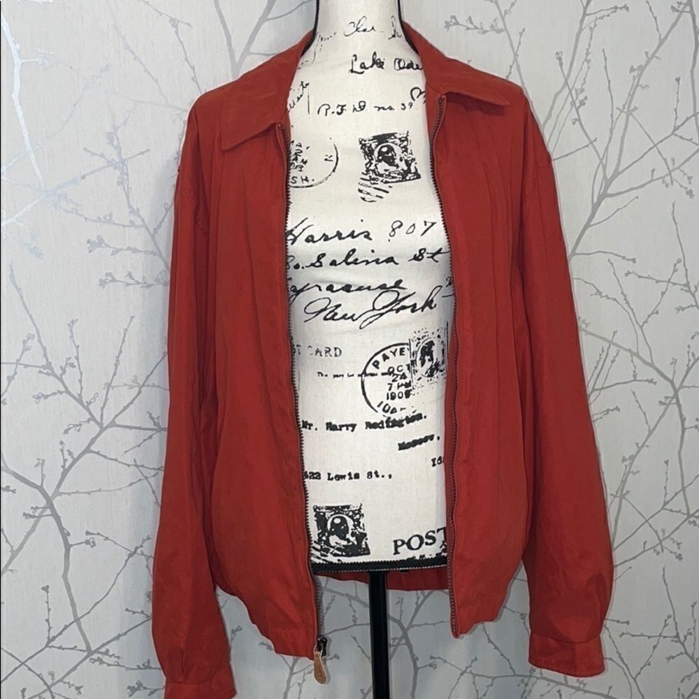 London‎ Fog Harrington Jacket Womens Large Orange Excellent Zip Up Windbreaker